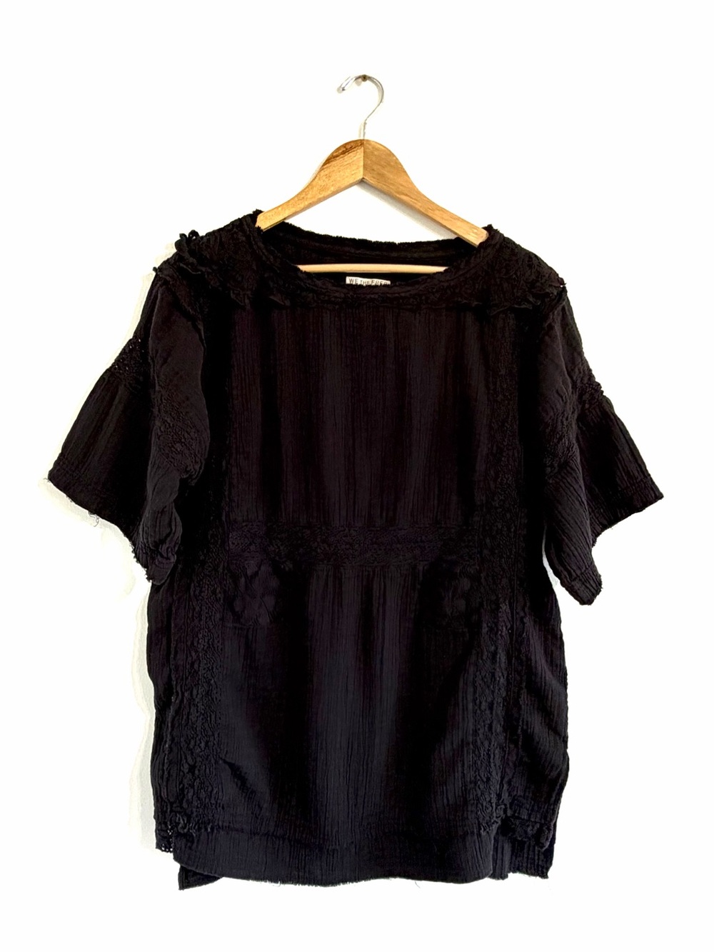 Free People Rustic Romance Top black crochet bohemian top tunic - Picture 2 of 12